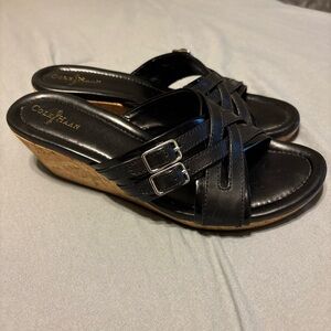 Cole Haan Black Wedge Sandals Size 7.5